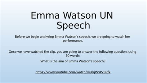 Emma Watson UN Speech | Teaching Resources