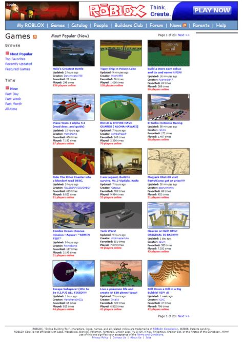 Roblox in 2008 - Web Design Museum