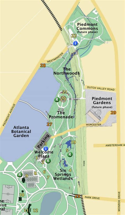 Piedmont Park Map | Color 2018