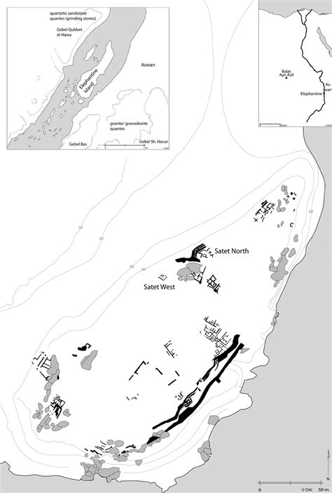 Overview Elephantine Island and research areas (after Kopp et al in... | Download Scientific Diagram