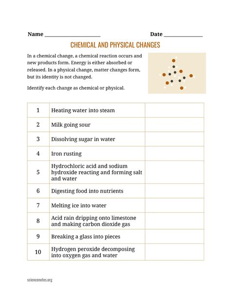 Chemical And Physical Changes Ks3 Worksheet