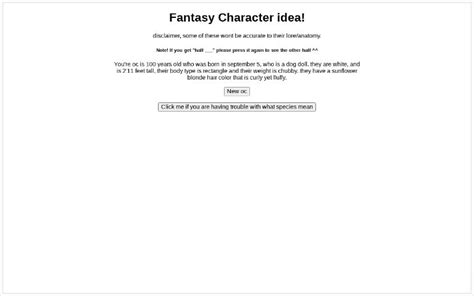 Fantasy Character idea! ― Perchance Generator