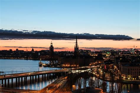 Sunset in Stockholm stock photo. Image of gamlastan - 100920690