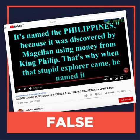 FALSE: Magellan gave the name ‘Philippines’ to the country