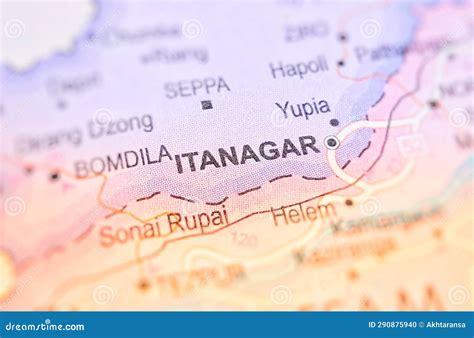 Itanagar On A Map Of India With Blur Effect Stock Photography | CartoonDealer.com #290875940