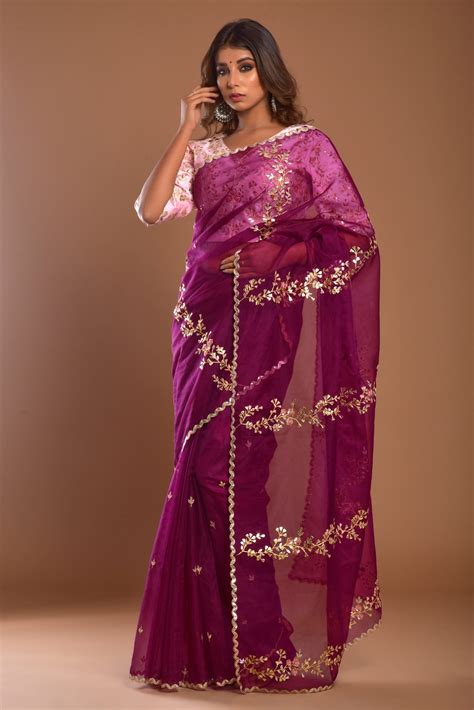 ORGANZA SAREE WITH SILK BLOUSE – Ariha Jaipur