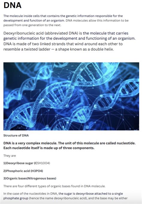 Biology DNA Molecules - NoteXchange