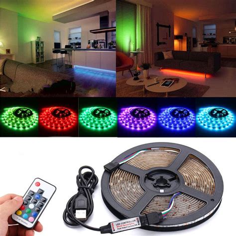 Dc5v usb rgb 5050 waterproof 17 keys remote control led strip tv back ...