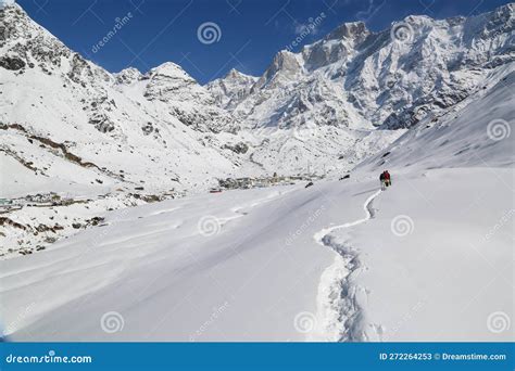 Kedarnath Temple Trek Covered with Snow in Himalaya. Stock Image - Image of temple, pilgrim ...