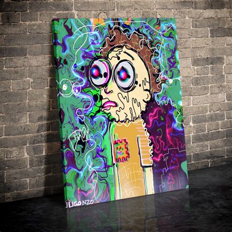 Rick And Morty Premium Canvas Set Psychedelic Acid Morty | Etsy