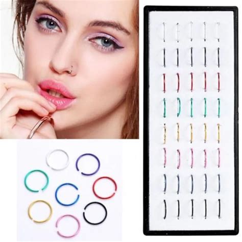 Aliexpress.com : Buy 40PCS Nose Hoop Nose Rings Clip On Nose Ring ...