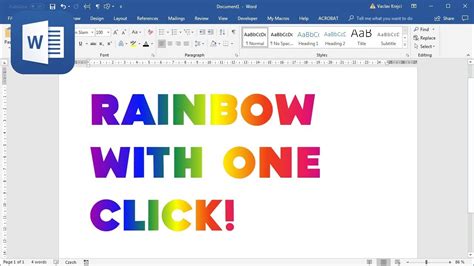 How to create Rainbow 🌈 Text in Microsoft Word with one click (Tutorial) - YouTube