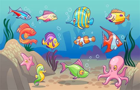 Escena submarina mar lindo peces tropicales océano animales bajo el ...