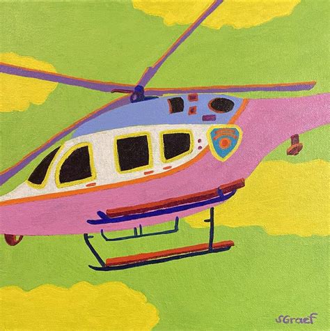 Helicopter Painting by Sue Graef | Saatchi Art