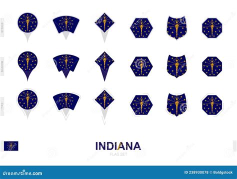 Collection of the Indiana Flag in Different Shapes and with Three Different Effects Stock Vector ...