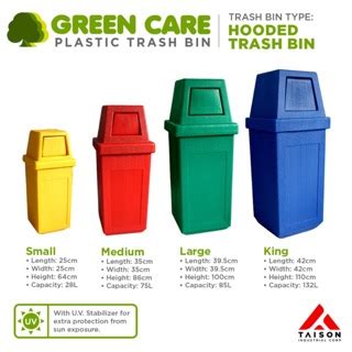 GREEN CARE Medium Hooded Plastic Trash Bin 75 Liters | Shopee Philippines