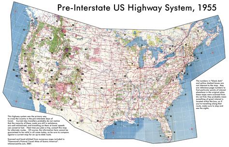Detailed map of the USA highway system of 1955. The USA highway system ...