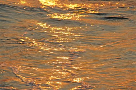 Golden and Golden Sea Water at Sunset or Dawn. Beautiful Sea Sun Stock Image - Image of foil ...