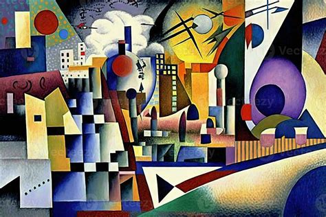 Wassily Kandinsky style imaginary representation new york city if painted by artist illustration ...