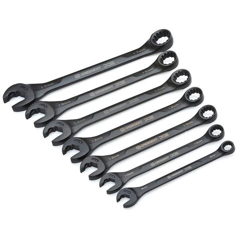 Crescent 7 Pc. X6 Black Oxide Spline Open End Ratcheting Combination ...