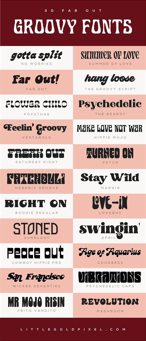 Groovy fonts • 30 typefaces for hippies – Artofit