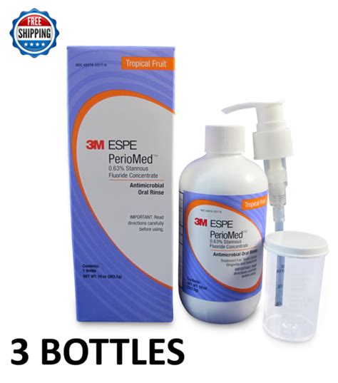 3M ESPE PerioMed 0.63% Stannous Fluoride Rinse Mouthwash TROPICAL FRUIT 3 BOTTLE | eBay