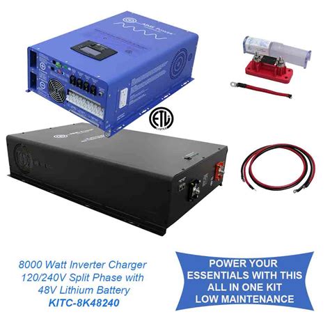 OFF GRID / BACK UP 8000 WATT PURE SINE INVERTER CHARGER 120/240V & 48V LITHIUM BATTERY KIT – The ...