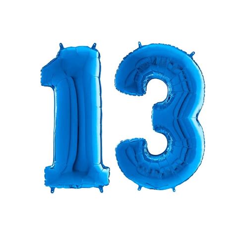 40" Foil Number Balloon - Party Decorations - Assorted Colours & Numbers (Blue, Number 13 ...