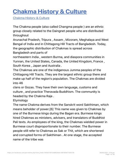 The Chakmas The Chakma People - Chakma History Culture Facebook | PDF ...