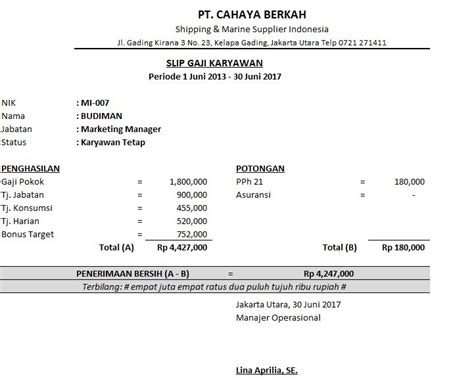 Contoh Slip Gaji Malaysia Excel Contoh Surat Gambaran - Riset