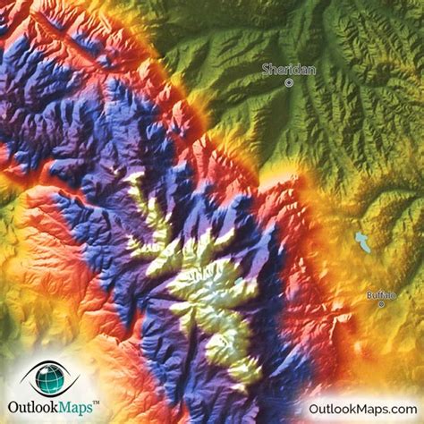 Wyoming Topography Map | Colorful Mountains & Terrain