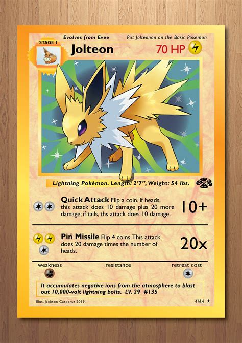 Jolteon Impresión de tarjeta de Pokemon gigante - Etsy España