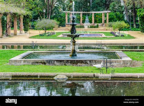 Fountains in Maria Luisa Park in the Andalusian capital, Sevilla in ...