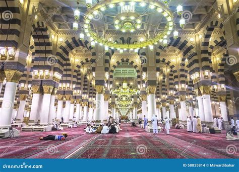 Nabawi Mosque editorial stock image. Image of arch, inscription - 58835814