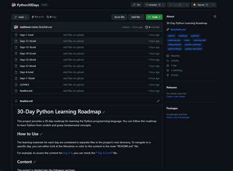 30-Day Python Learning Roadmap - DenizHalil