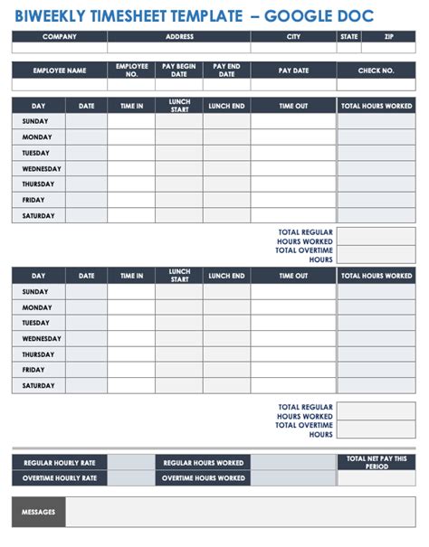 Google Doc Timesheet Template