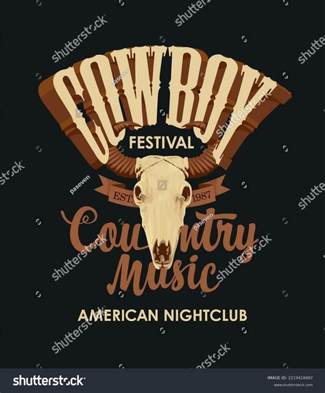 Poster Country Music Festival Skull Bull Stock Vector (Royalty Free ...