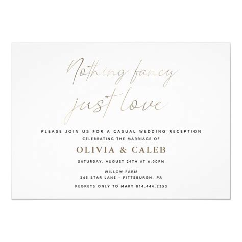 Nothing Fancy Just Love Wedding invitation | Zazzle.com