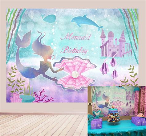 Buy BoTong 7x5ft Under The Sea Little Mermaid Birthday Party Backdrop for Girls Photography ...