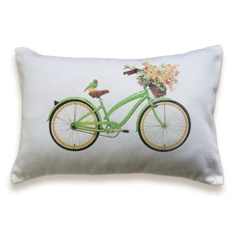 Bicycle Pillow Cover 12x18 inch White Cotton PRINT DESIGN 31