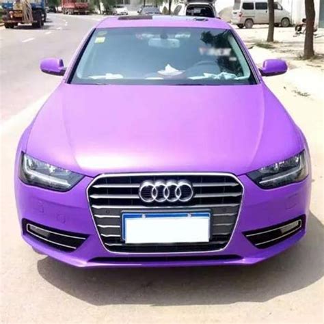 Matte Purple Metallic Vinyl Wrap Satin Car Wrapping Film Vehicle DIY Sticker Foil With Air ...