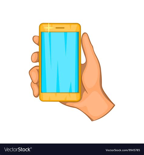 Mobile phone in hand icon cartoon style Royalty Free Vector