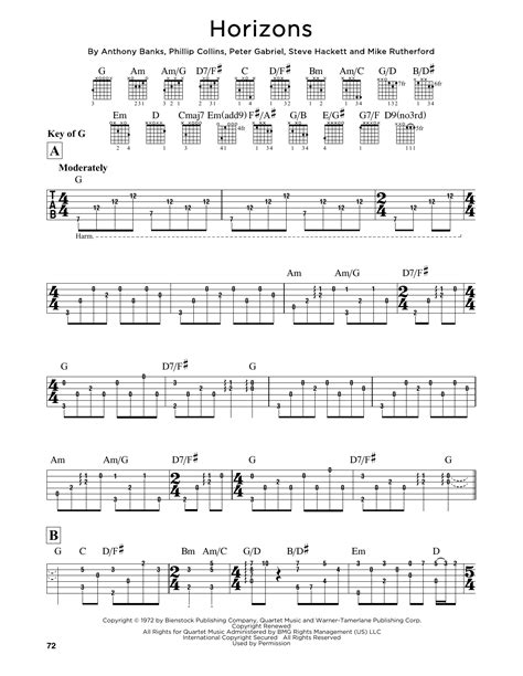 Horizons Sheet Music | Genesis | Guitar Lead Sheet