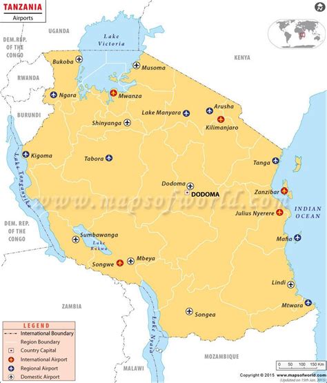 Airports in Tanzania, Tanzania Airports Map | Airport map, Tanzania, Map