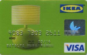 Tarjeta de Banco: Visa Ikea Lamp (Credit Europe Bank, RusiaCol:RU-VI-0624.02