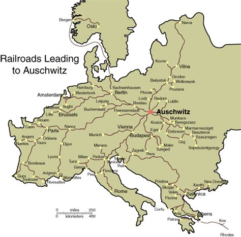 Map of Railroads Leading to Auschwitz