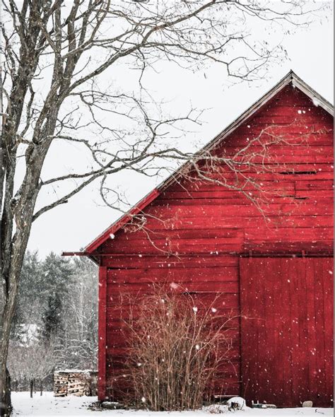 The snowy red barn christmas scenery winter snow etsy – Artofit