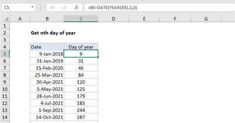 Get nth day of year - Excel formula | Exceljet