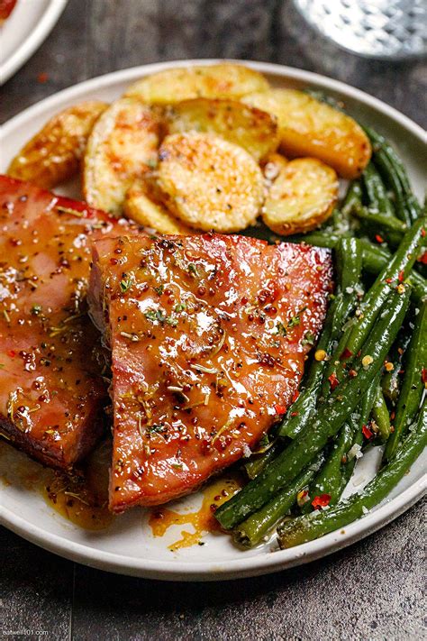 Ham Steaks Sheet Pan Dinner With Green Beans And Potatoes