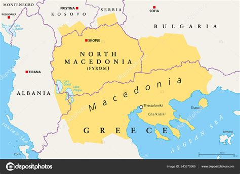 Macedonia Region Political Map Region Balkan Peninsula Southeast Europe Part Stock Vector By ...